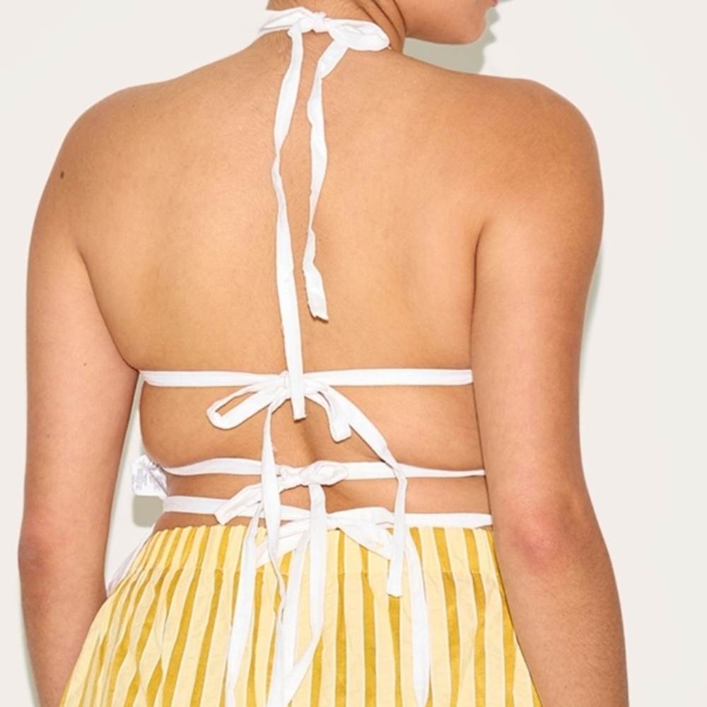 Striped Yellow and White Halter Dress